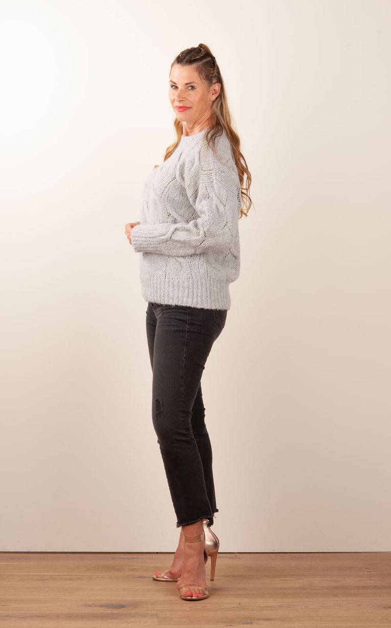 Kitted in Cashmere Kaschmir Pullover „Zopfstrick“ Grau JETZT KAUFEN
