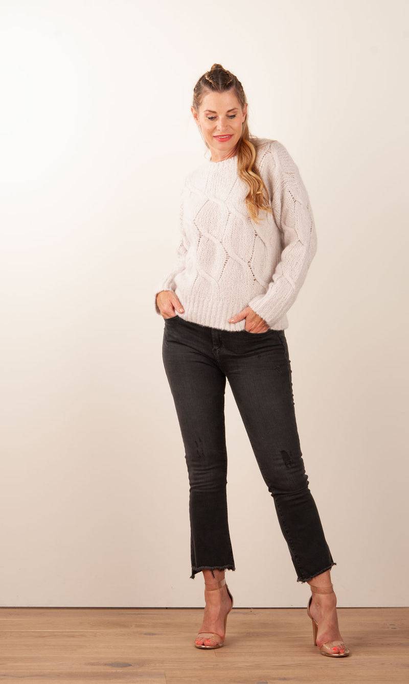 Kitted in Cashmere Kaschmir Pullover „Zopfstrick“ Hellbeige Neueste Stile