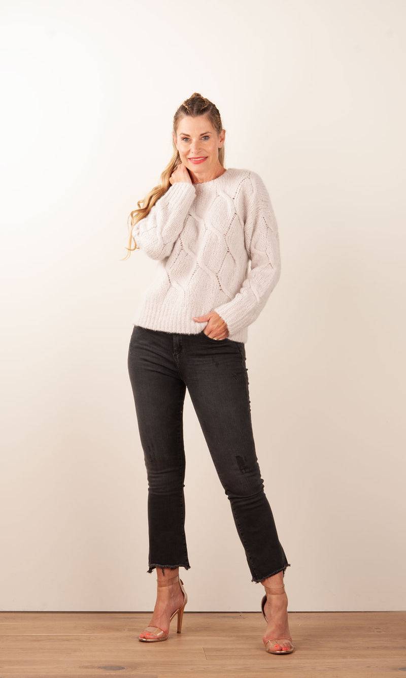 Kitted in Cashmere Kaschmir Pullover „Zopfstrick“ Hellbeige Neueste Stile