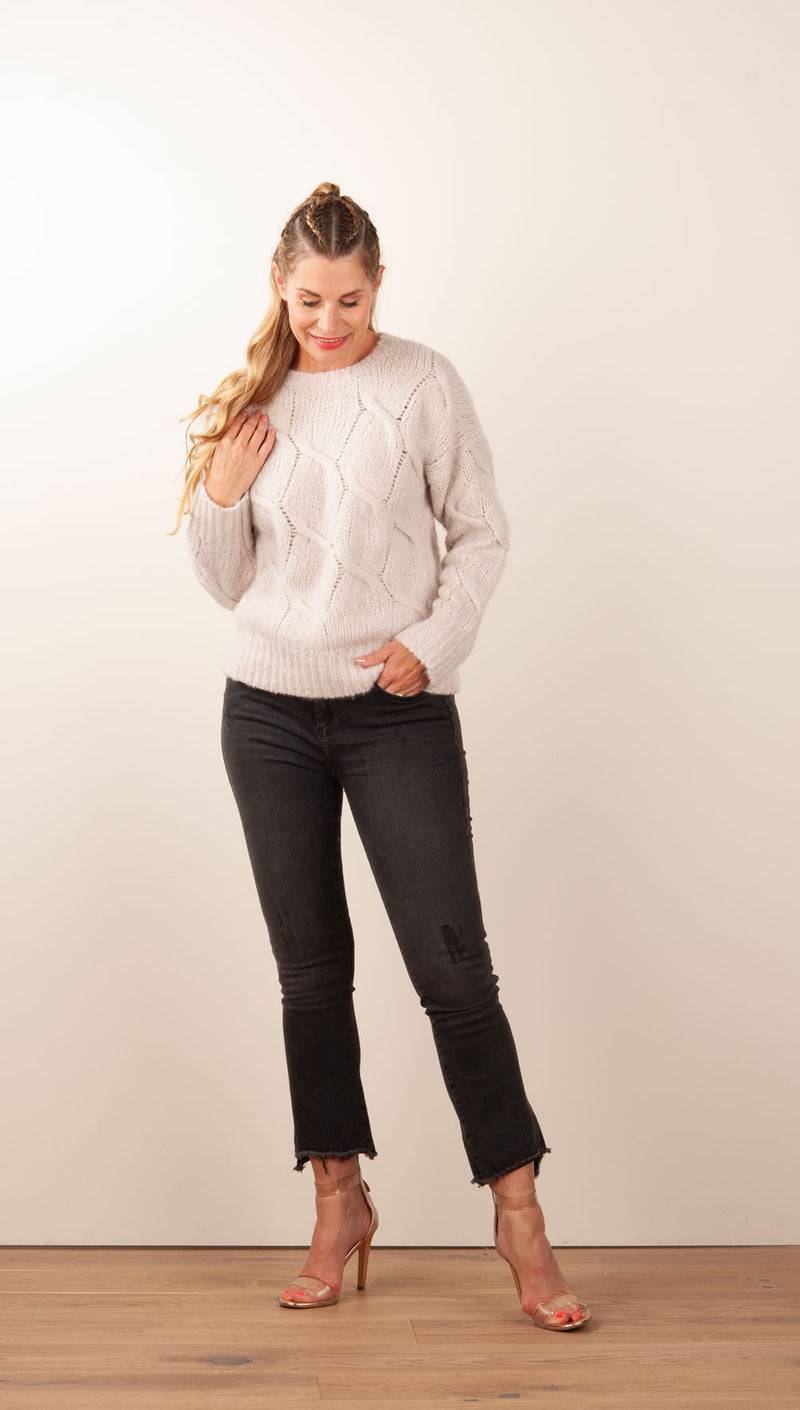 Kitted in Cashmere Kaschmir Pullover „Zopfstrick“ Hellbeige Neueste Stile