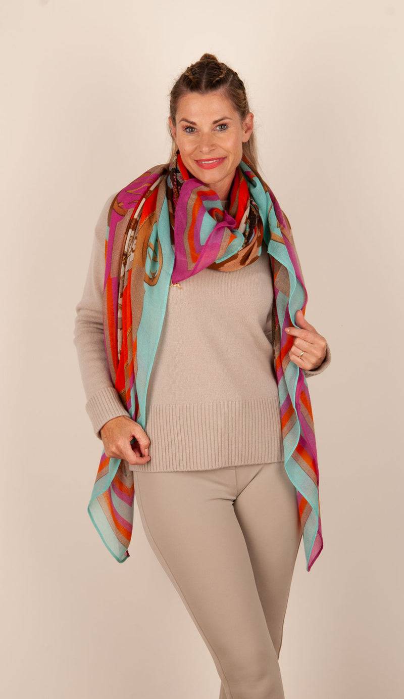 Mucho Gusto Viereckstuch „Zürich“ Pink | Türkis | Multicolor Bis zu 55% Rabatt