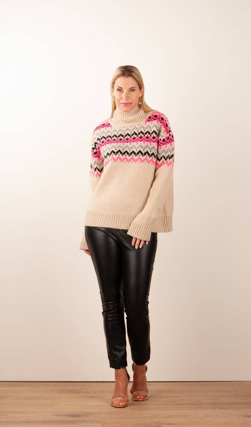 Simone Bruns Pullover Beige | Pink | Multicolor Sonderangebot