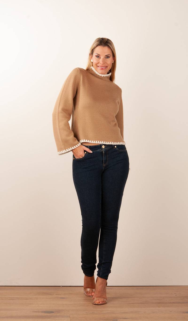 Luisa Spagnoli Pullover Camel | Weiß Saisonschlussverkauf