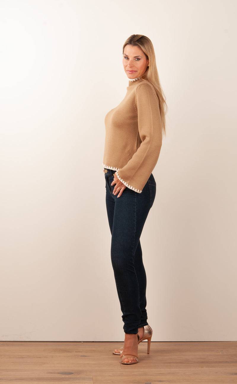 Luisa Spagnoli Pullover Camel | Weiß Saisonschlussverkauf