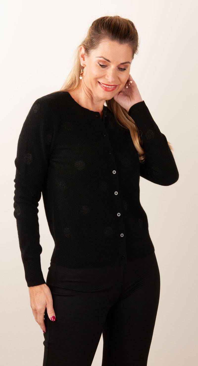 fleur Strickjacke „Tupfen“ Schwarz zollfrei