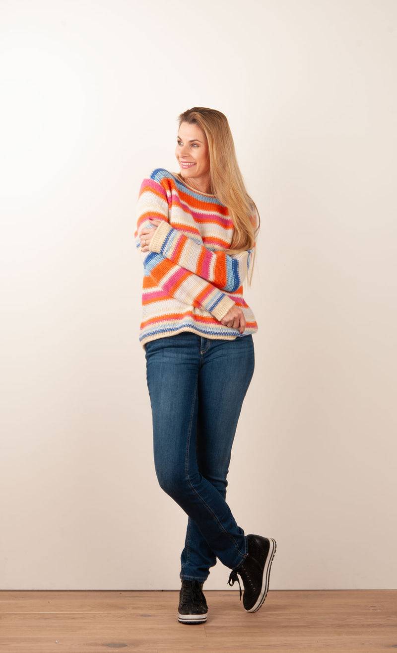 Kitted in Cashmere Kaschmir Pullover Beige | Orange | Multicolor 50% Rabatt für begrenzte Zeit