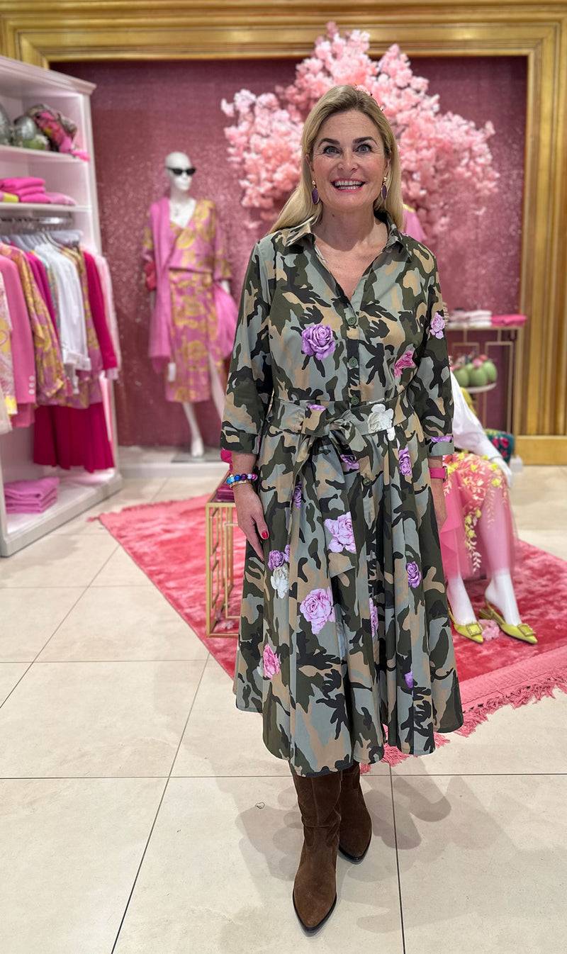 fleur Kleid „Camouflage“ Grün | Oliv Exklusivangebot