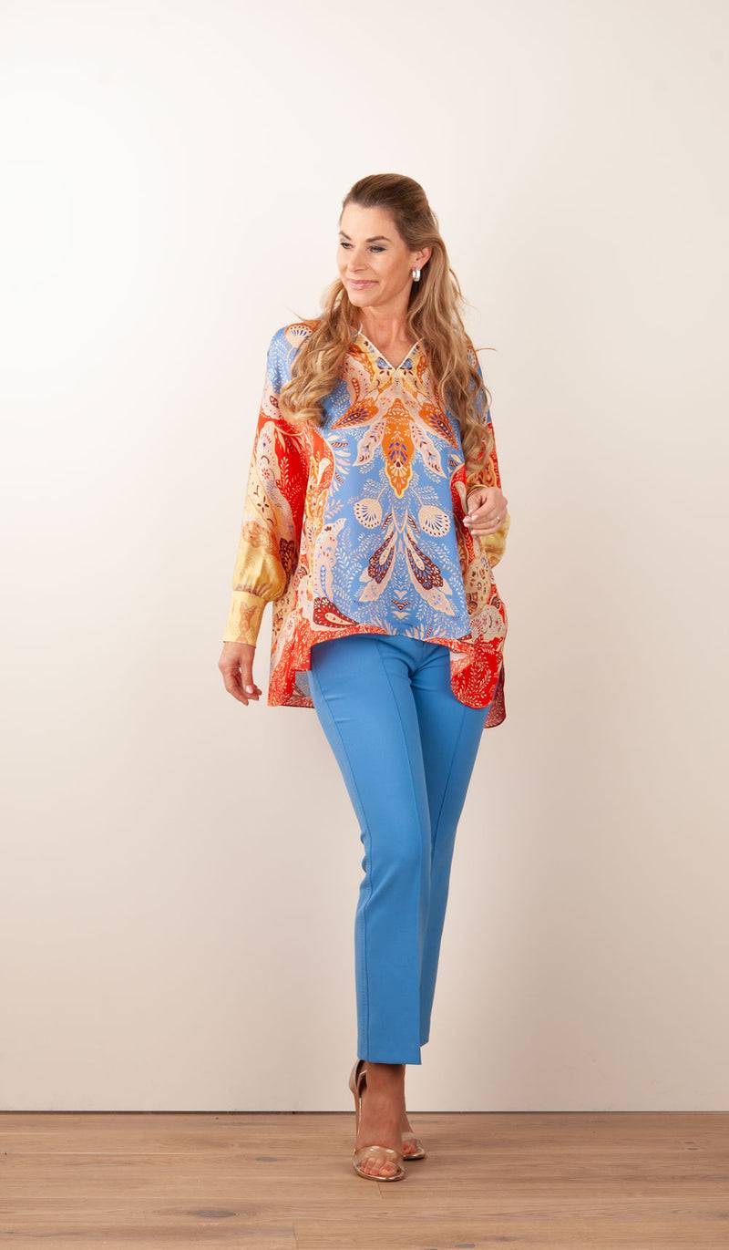 IVI Collection Bluse Blau | Rot | Multicolor Bis zu 65% Rabatt