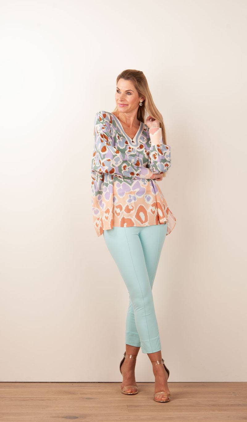 IVI Collection Bluse Creme | Blau | Multicolor Nur für heute