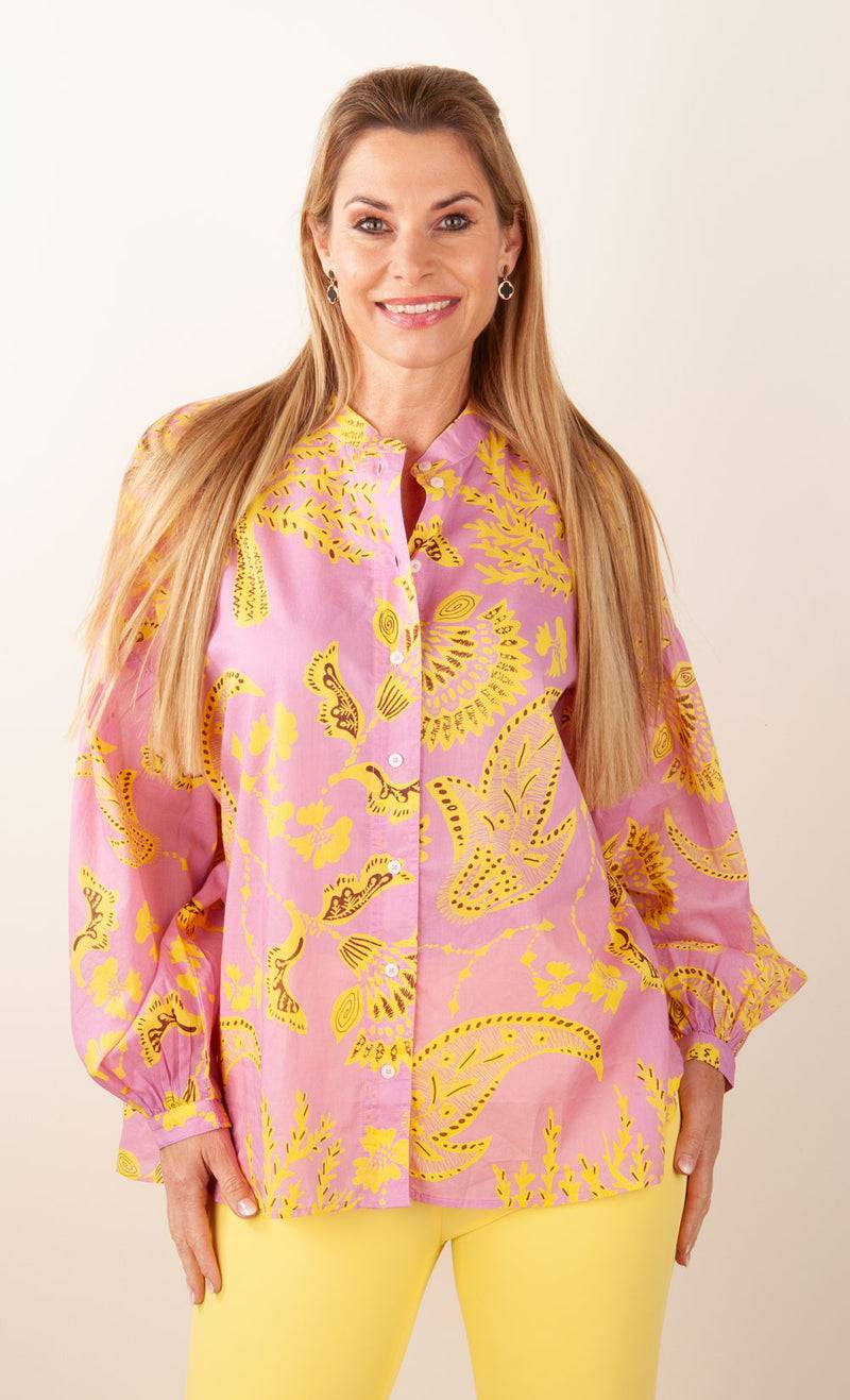IVI Collection Blusenshirt Rosa | Gelb Sonderangebot der Fabrik