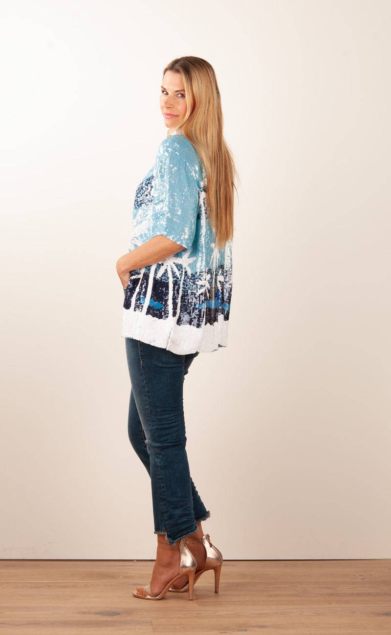 Pailletten Jacke „Gust“ Blau | Weiß Online Shopping