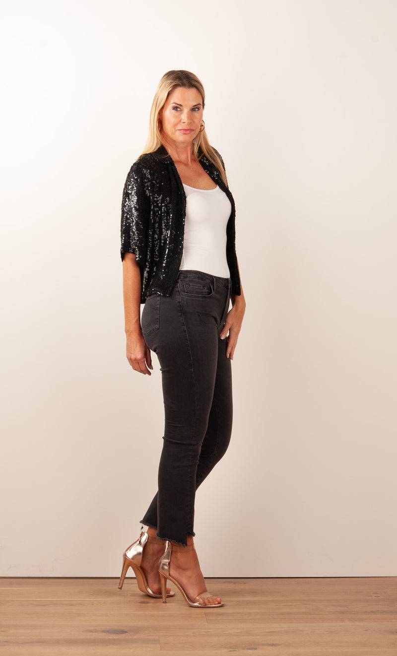 Pailletten Jacke „Glare“ Schwarz Saisonschlussverkauf