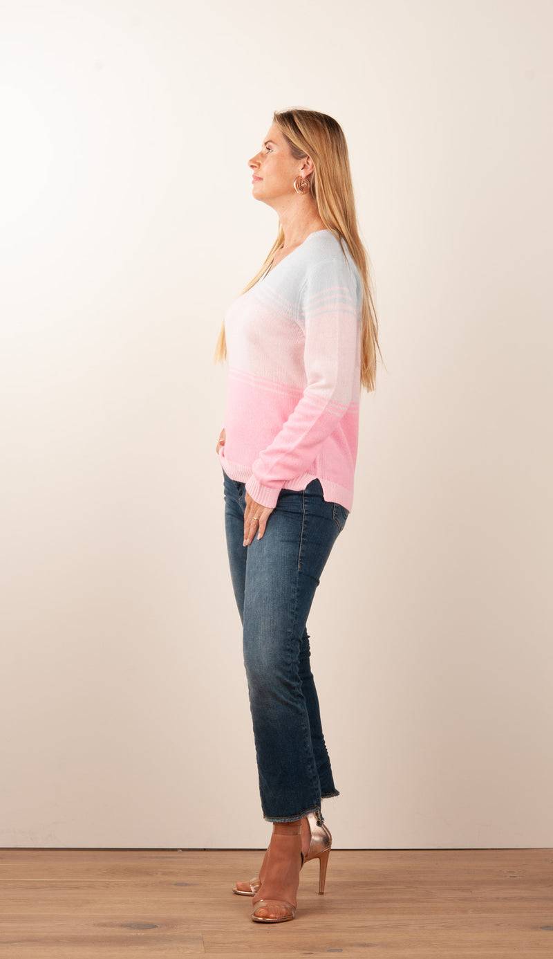 Kitted in Cashmere Kaschmir Pullover Rosa | Blau Valentinstagsangebot