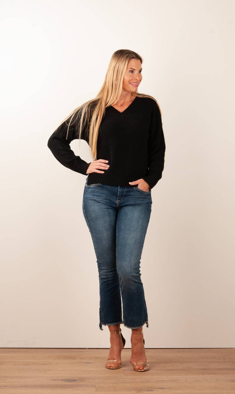 Kitted in Cashmere Kaschmir Pullover Schwarz Lagerräumung