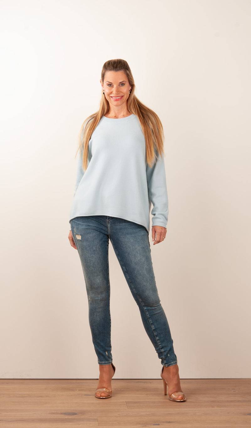 Kitted in Cashmere Kaschmir Pullover Hellblau Online Outlet