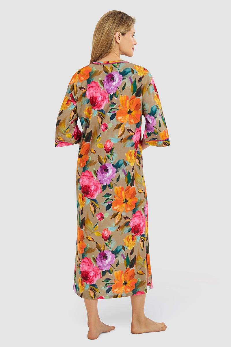 ﻿Rösch Nachthemd im Aquarell-Blüten-Druck Maxi-Länge Baumwolle/Modal Black Friday