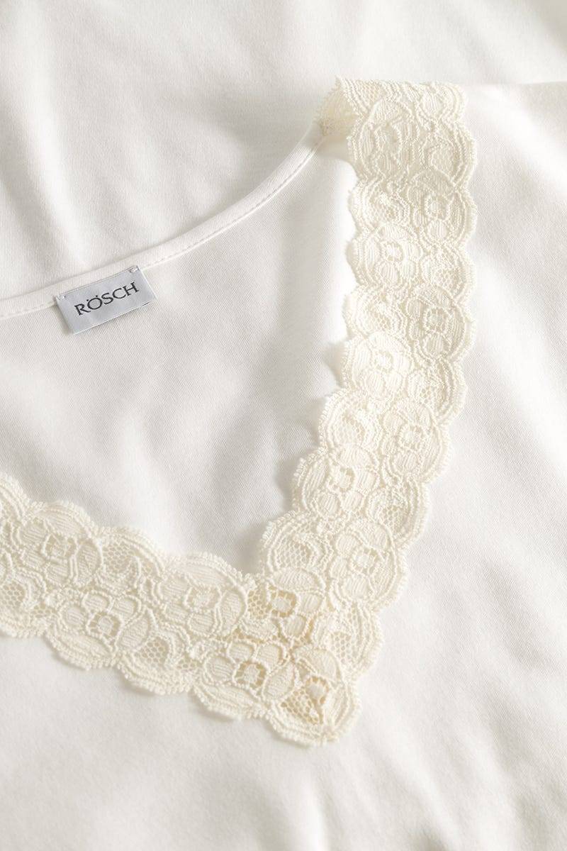 Rösch Pyjama mit Spitzendetails Cremefarben 100% Baumwolle Cyber Monday