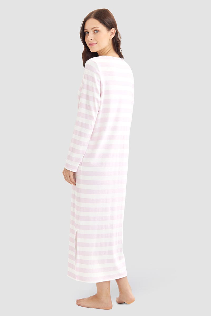 Rösch Nachthemd im Ringeldruck Rosa Maxi-Länge 100% Baumwolle Zeitlich begrenztes Angebot