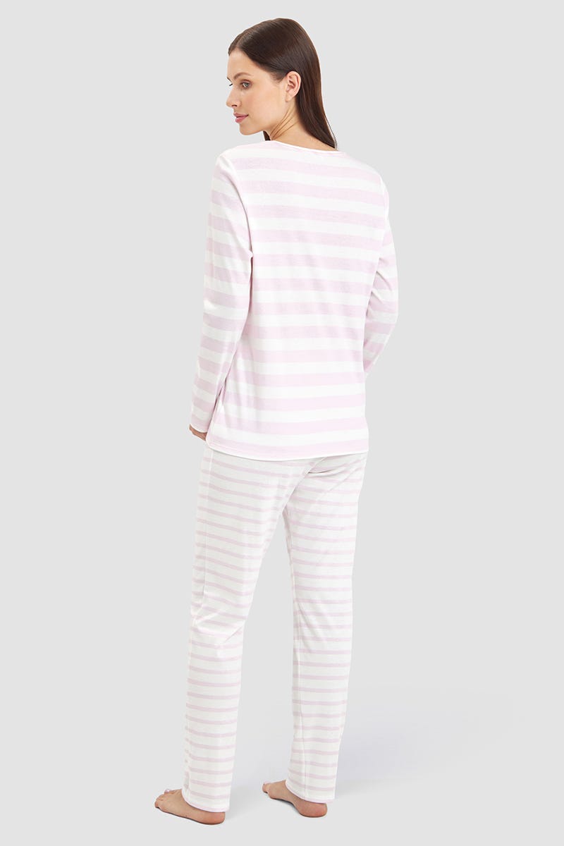 Rösch Pyjama im Ringeldruck Rosa 100% Baumwolle Exklusive Angebote