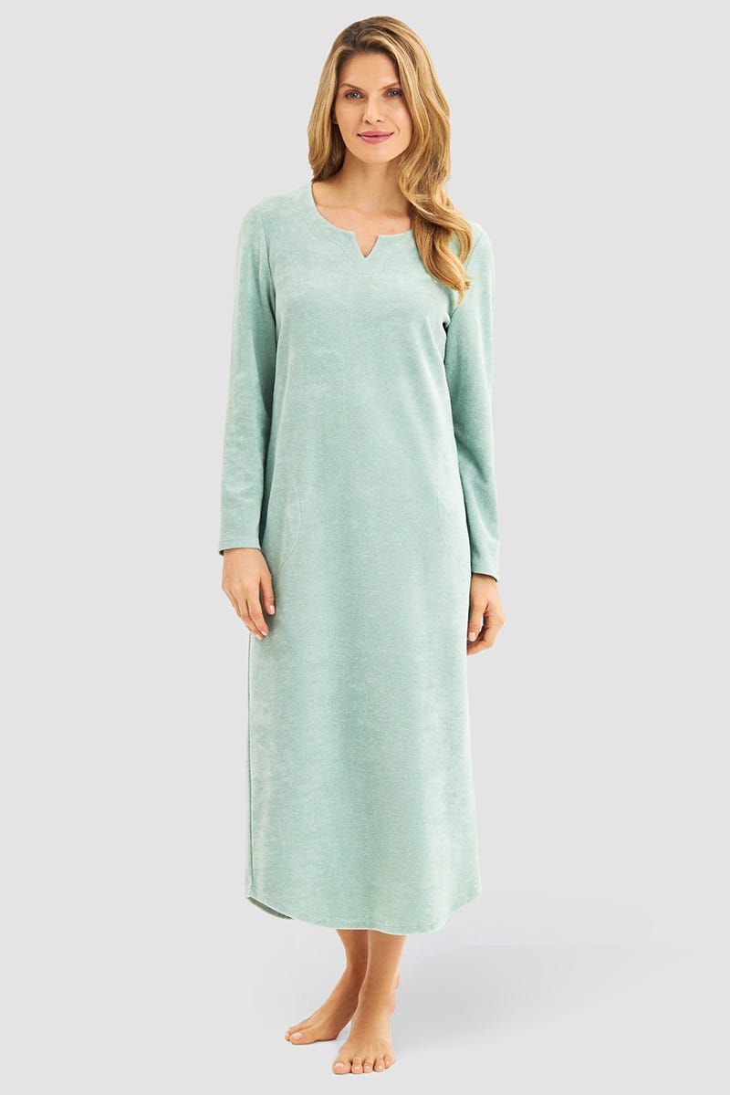 Rösch Hauskleid aus Frottee in Mintgrün Maxilänge Baumwolle/Polyester Neuheiten
