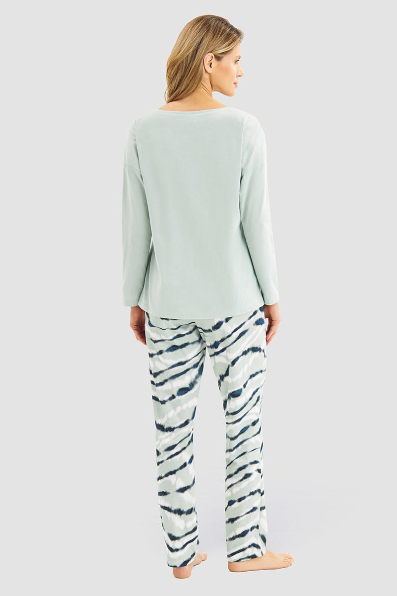 Rösch Pyjama mit Batikdruck Mintgrün 100% Baumwolle Kauf eins, bekomm eins gratis