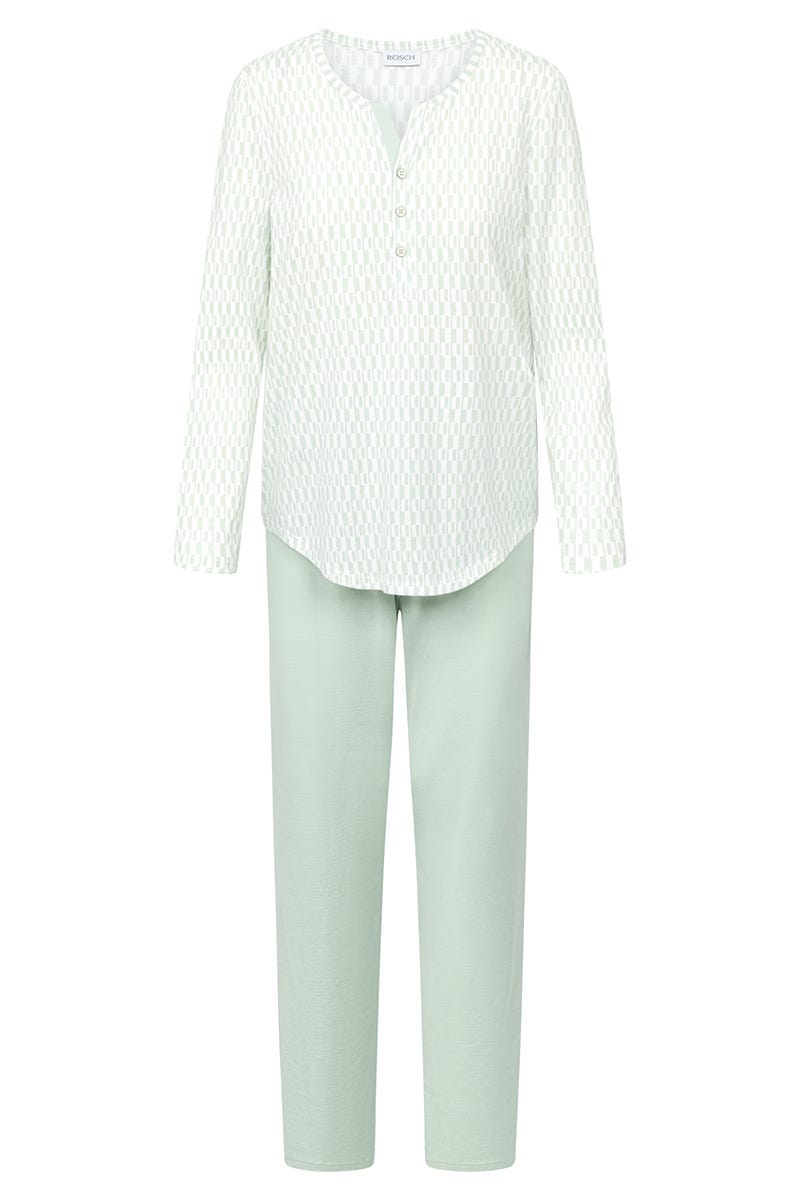 Rösch Pyjama im minimalistischen Grafikdruck Mintgrün 100% Baumwolle Sonderangebote