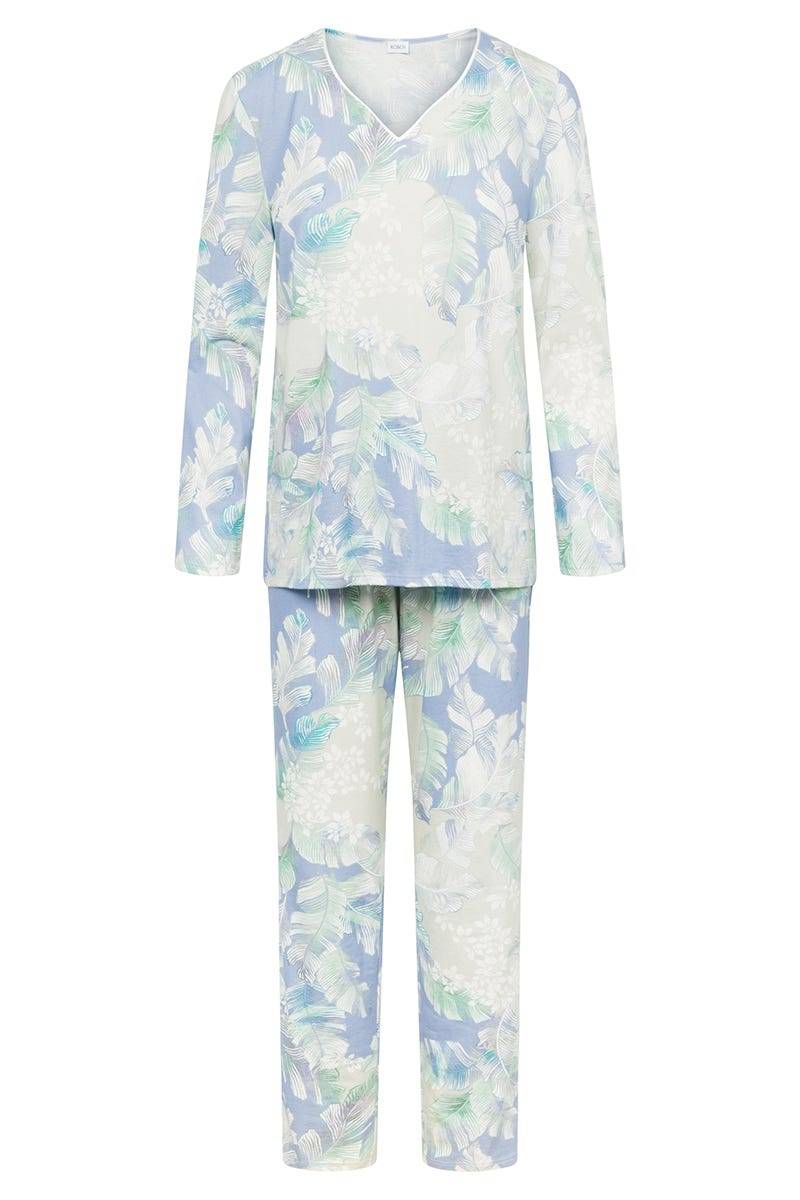 Rösch Pyjama im Federdruck Art-Style Baumwolle/Modal Tiefpreis