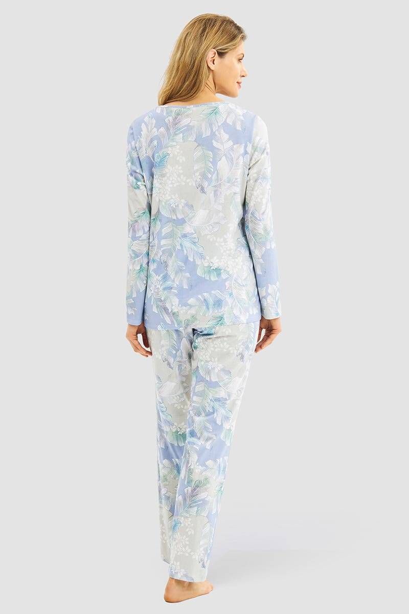 Rösch Pyjama im Federdruck Art-Style Baumwolle/Modal Tiefpreis