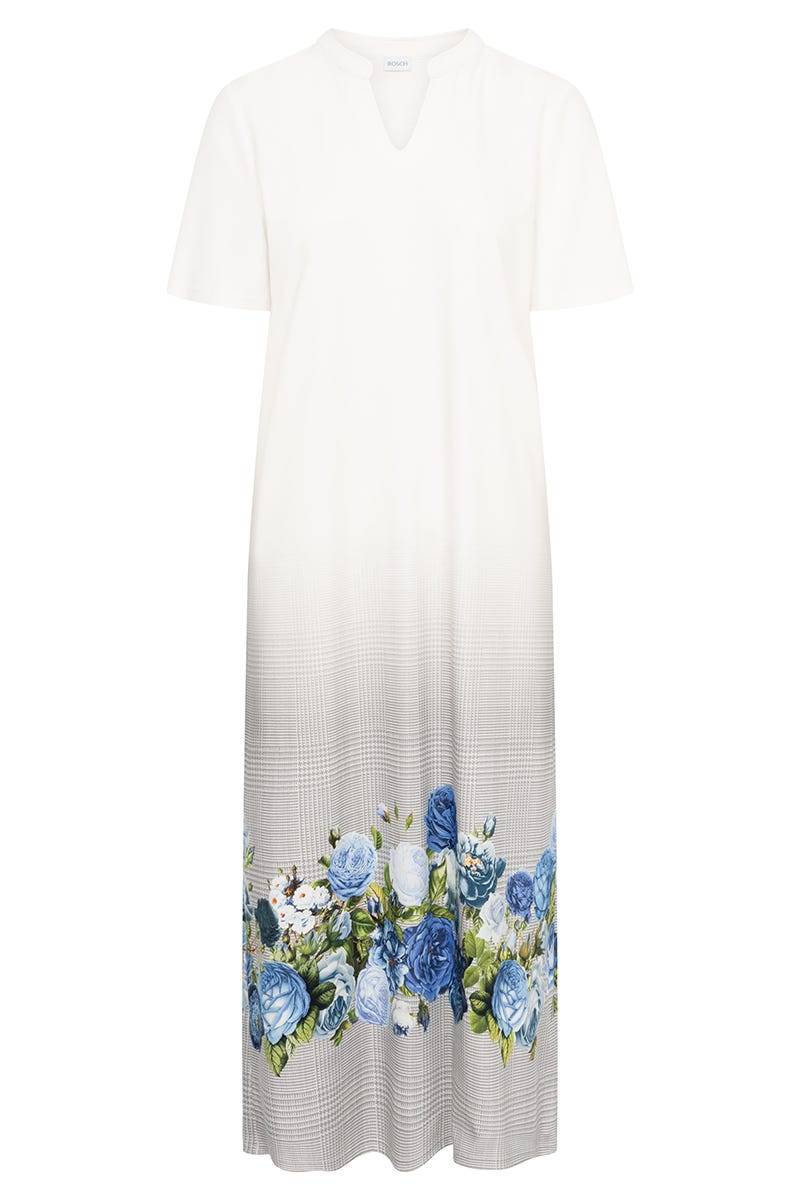 Rösch Nachthemd im Karo-Druck mit Blumen Maxi-Länge 100% Baumwolle Nur für heute