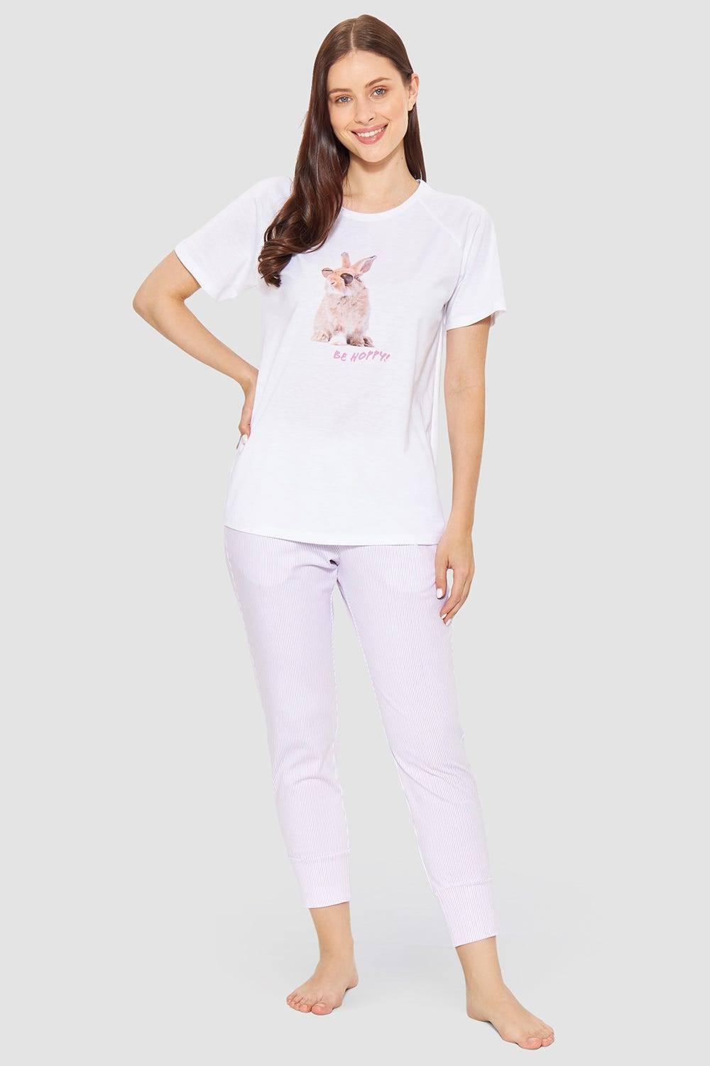 Rösch Pyjamashirt mit Motivdruck Hase 100% Baumwolle Discount Store für neue Produkte