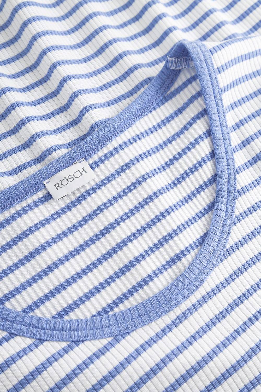 Rösch Pyjama mit Streifendruck Blau-Weiß Feinrippe Kostenloser Versand international