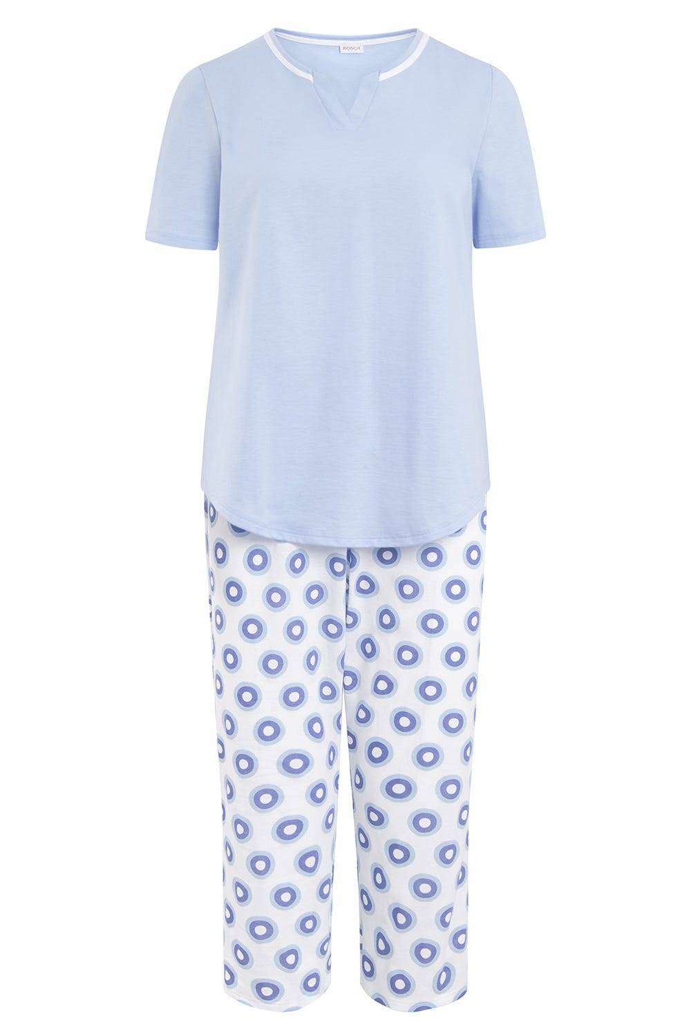 Rösch Pyjama mit Punktedruck Blau-Weiß 100% Baumwolle Speichern exportieren