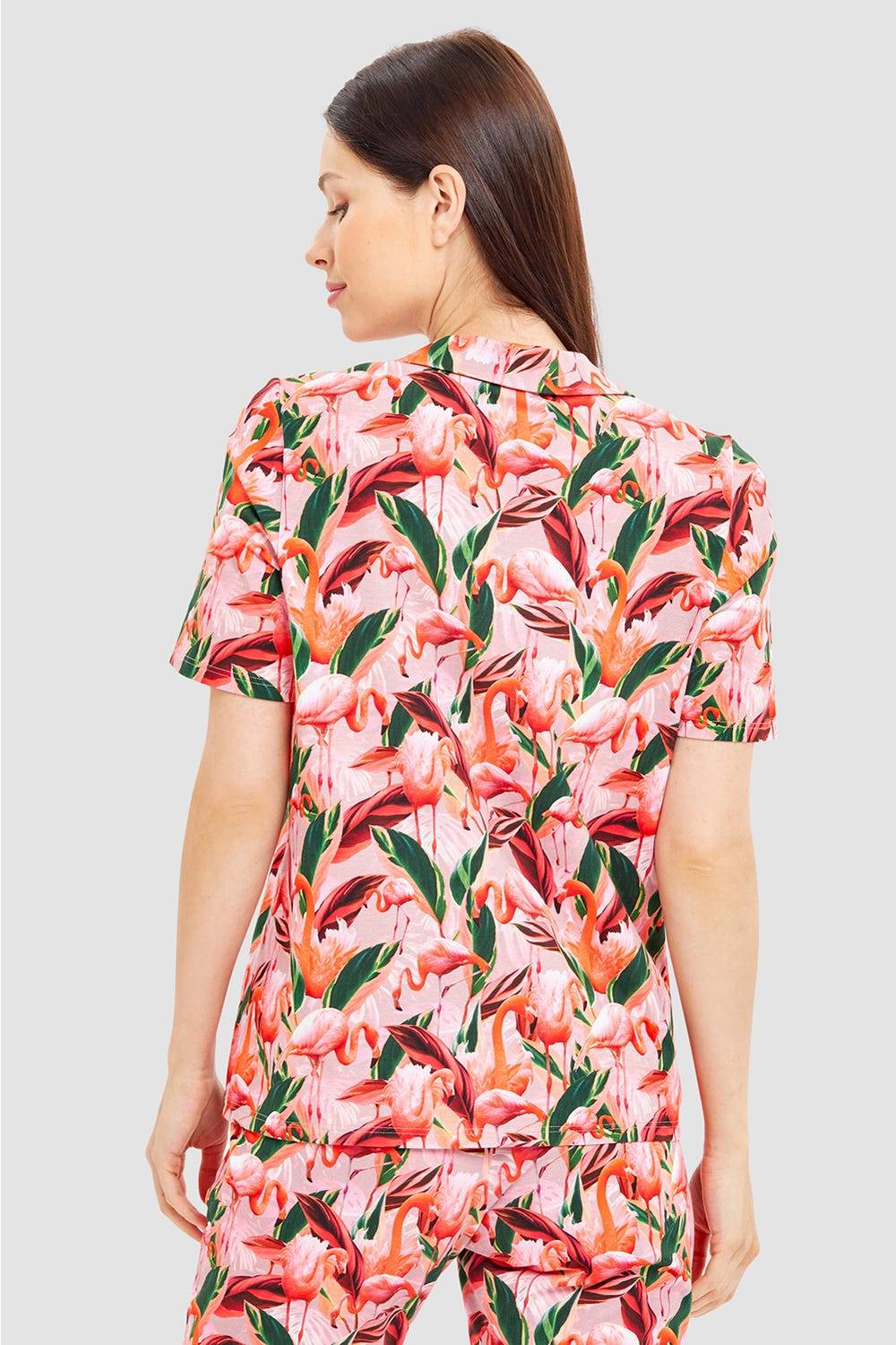 Rösch Pyjamashirt im Flamingo-Druck Baumwolle/Elasthan zollfrei