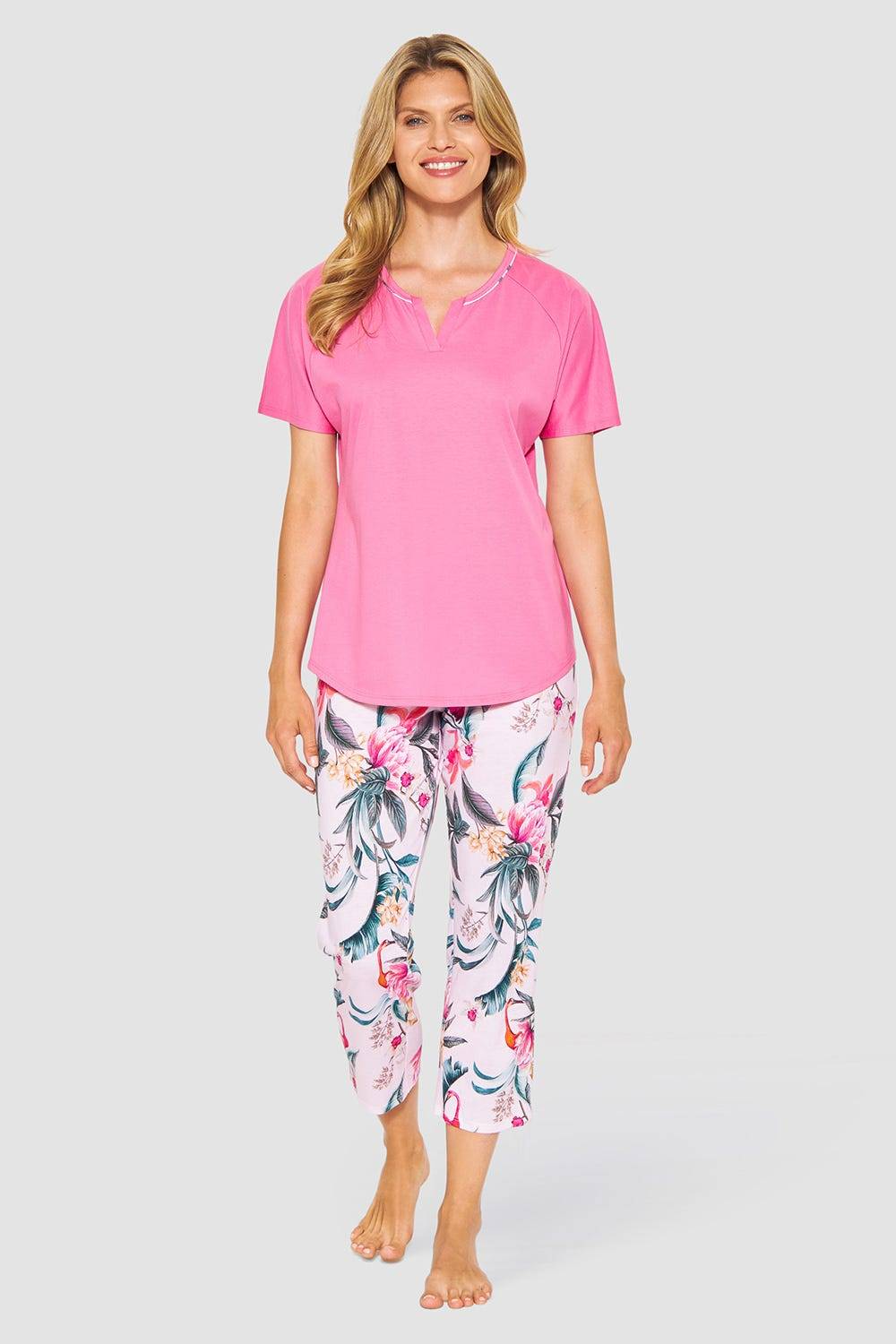 Rösch Pyjama im sommerlichen Blumendruck exotisch Baumwolle/Modal Blitzverkäufe