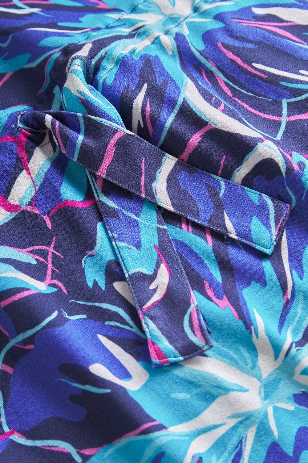 Rösch Strandkleid Kurzarm im Blumendruck Neonfarben zum Binden Baumwolle/Elasthan Fabrik Onlineshop