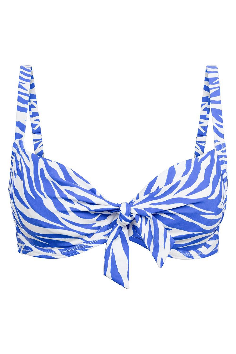 Rösch Bikini-Oberteil im modernen Zebradruck Blau-Weiß Fabrikpreis