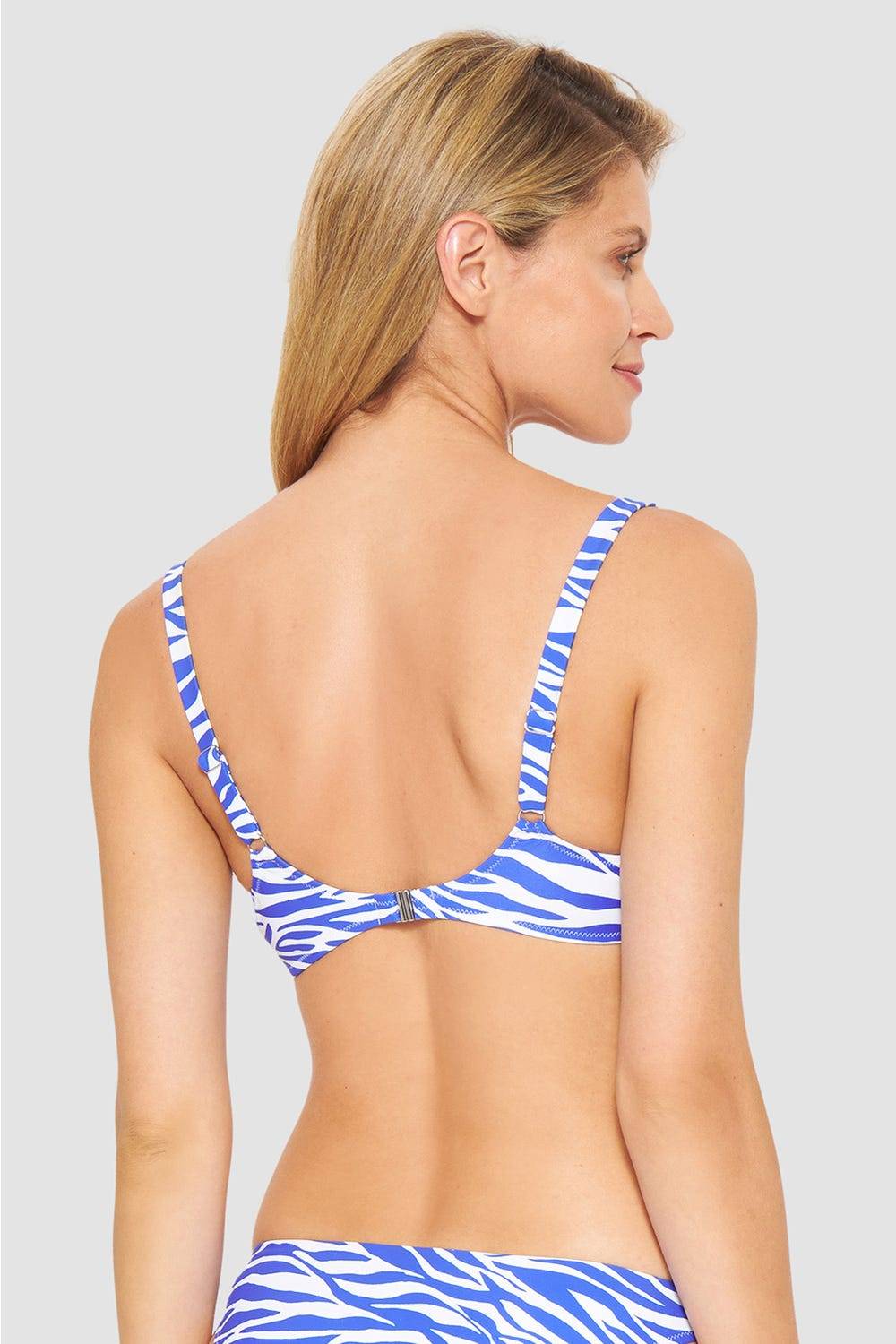 Rösch Bikini-Oberteil im modernen Zebradruck Blau-Weiß Fabrikpreis