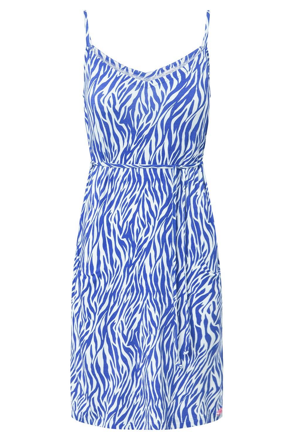 Rösch Strandkleid im modernen Zebradruck Blau-Weiß Spaghetti-Träger Viskose/Elasthan Günstig kaufen
