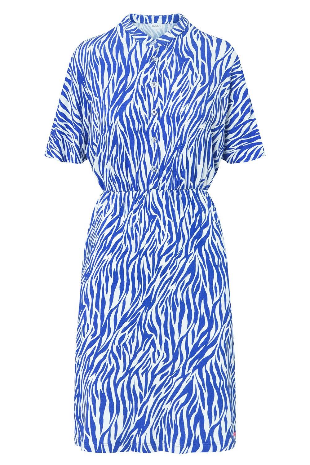 Rösch Strandkleid Kurzarm im modernen Zebradruck Blau-Weiß Viskose/Elasthan Versandkostenfrei