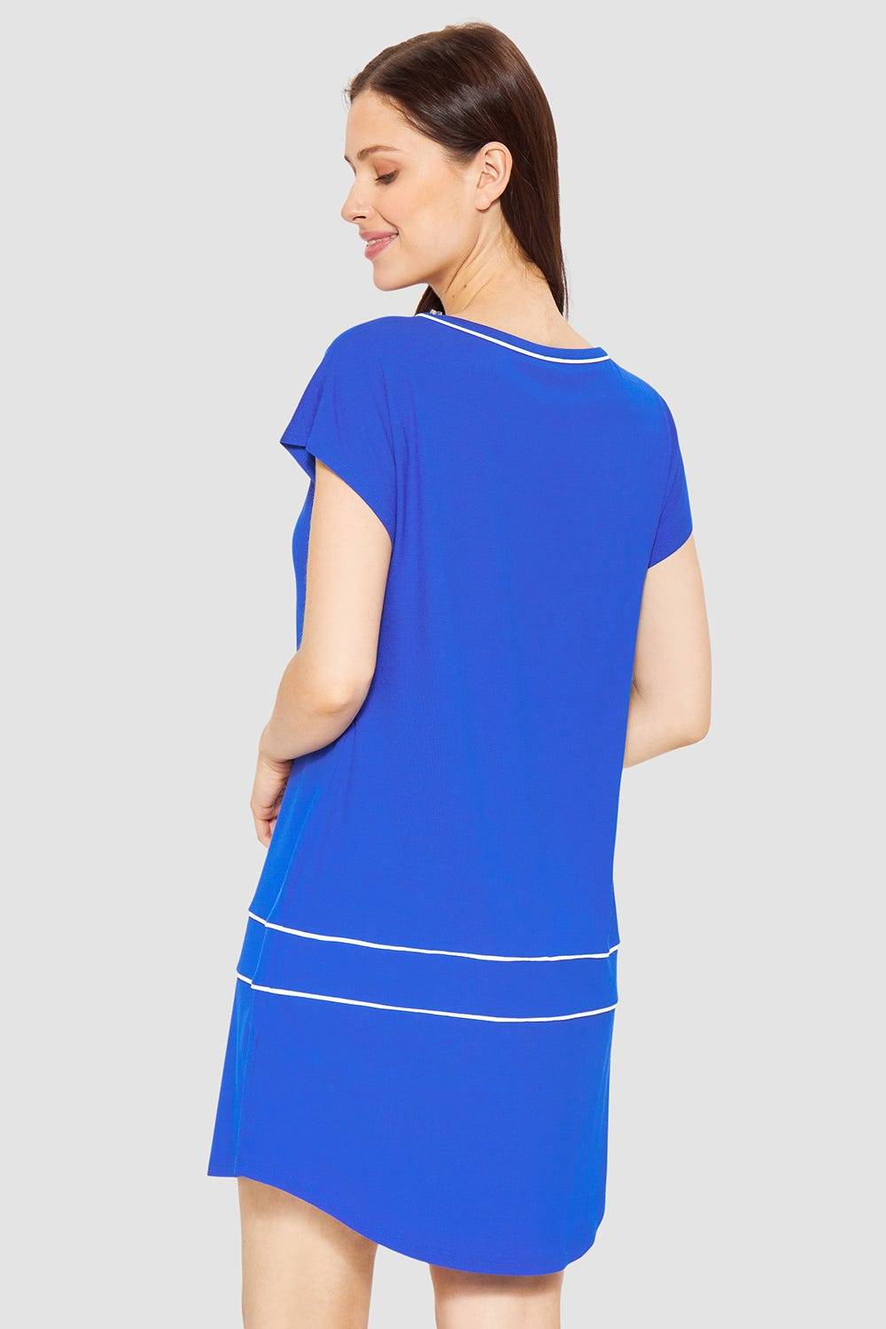 Rösch Strandkleid Kurzarm mit Kontrast-Paspeln Neon-Blau Online Shopping