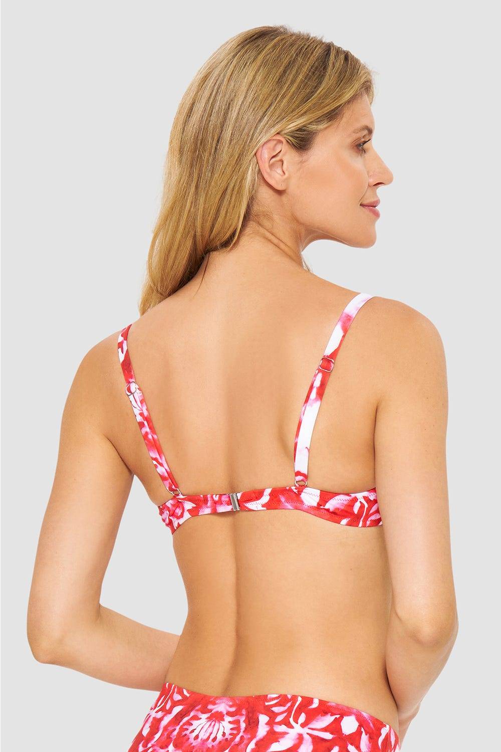 Rösch Bikini-Oberteil im Ornament-Druck Rot-Weiß Preisnachlass