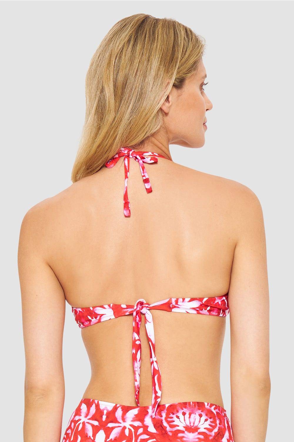 Rösch Bikini-Oberteil Neckholder im Ornament-Druck Rot-Weiß Saisonschlussverkauf