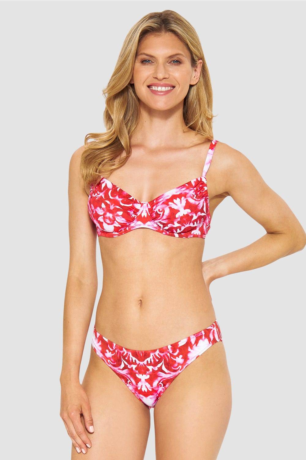 Rösch Bikini-Hose Neckholder im Ornament-Druck Rot-Weiß Black Friday