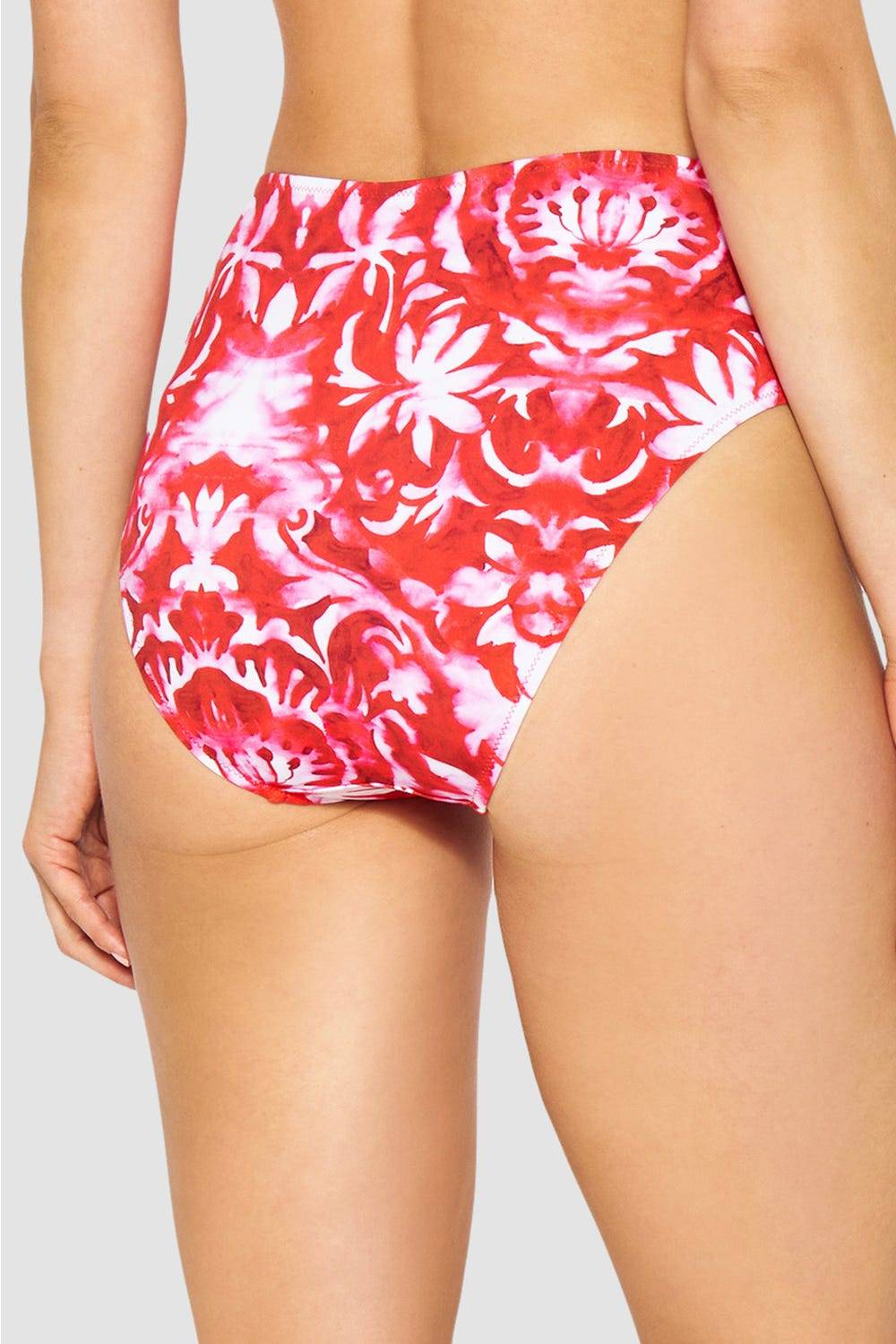 Rösch Bikini-Hose Neckholder im Ornament-Druck Rot-Weiß hoher Taillenausschnitt Cyber Monday