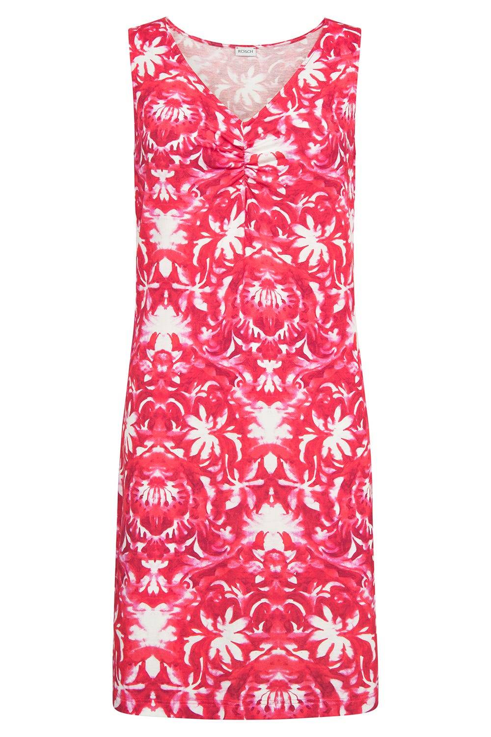 Rösch Strandkleid Ärmellos im Ornament-Druck Rot-Weiß Raffungen Osterangebot
