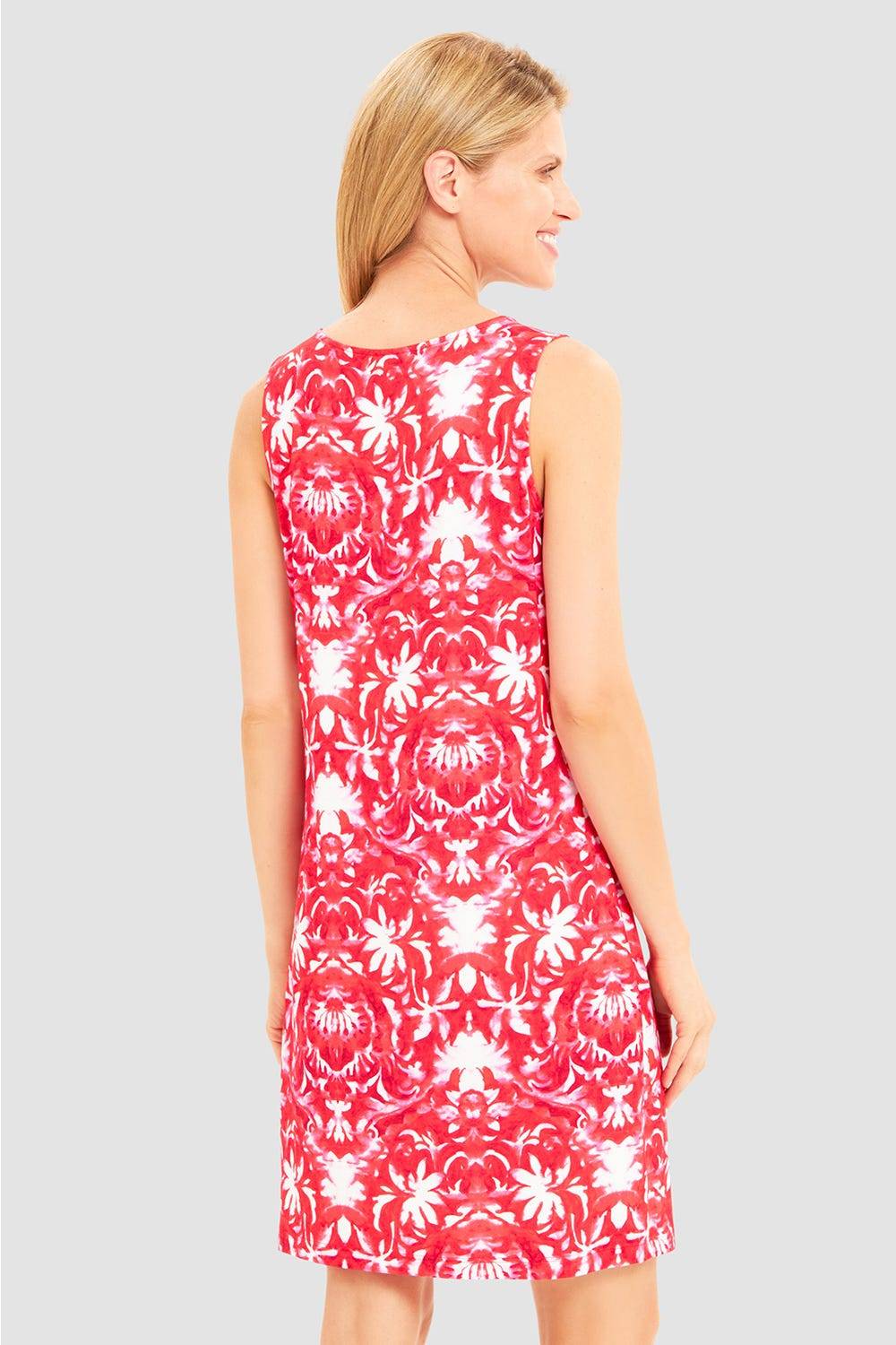 Rösch Strandkleid Ärmellos im Ornament-Druck Rot-Weiß Raffungen Osterangebot
