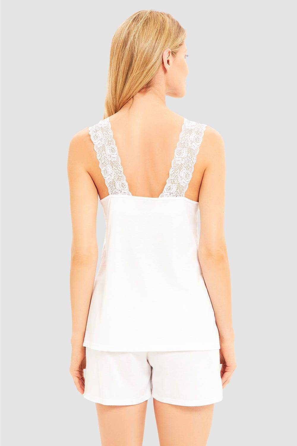 Rösch Pyjama kurz mit Spitzendetail 100% Baumwolle Neueste Mode