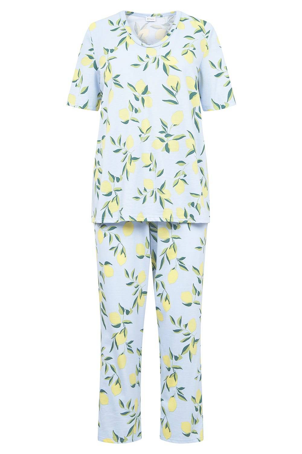 Rösch Pyjama im Zitronendruck sommerlich 100% Baumwolle Letzte 3 Tage