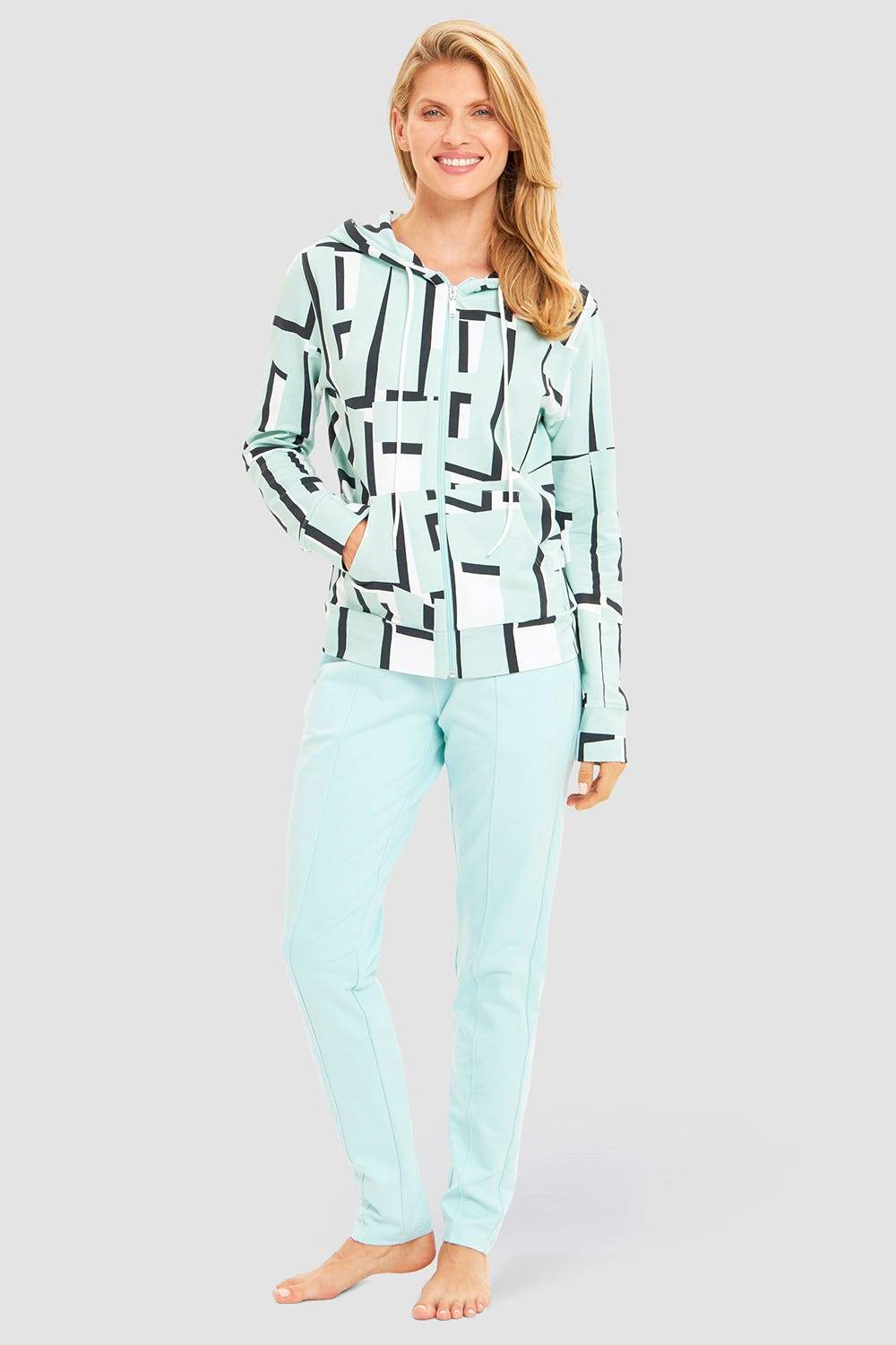 Rösch Sweatjacke im Letter-Print Türkis Baumwolle/Elasthan Super Rabatt