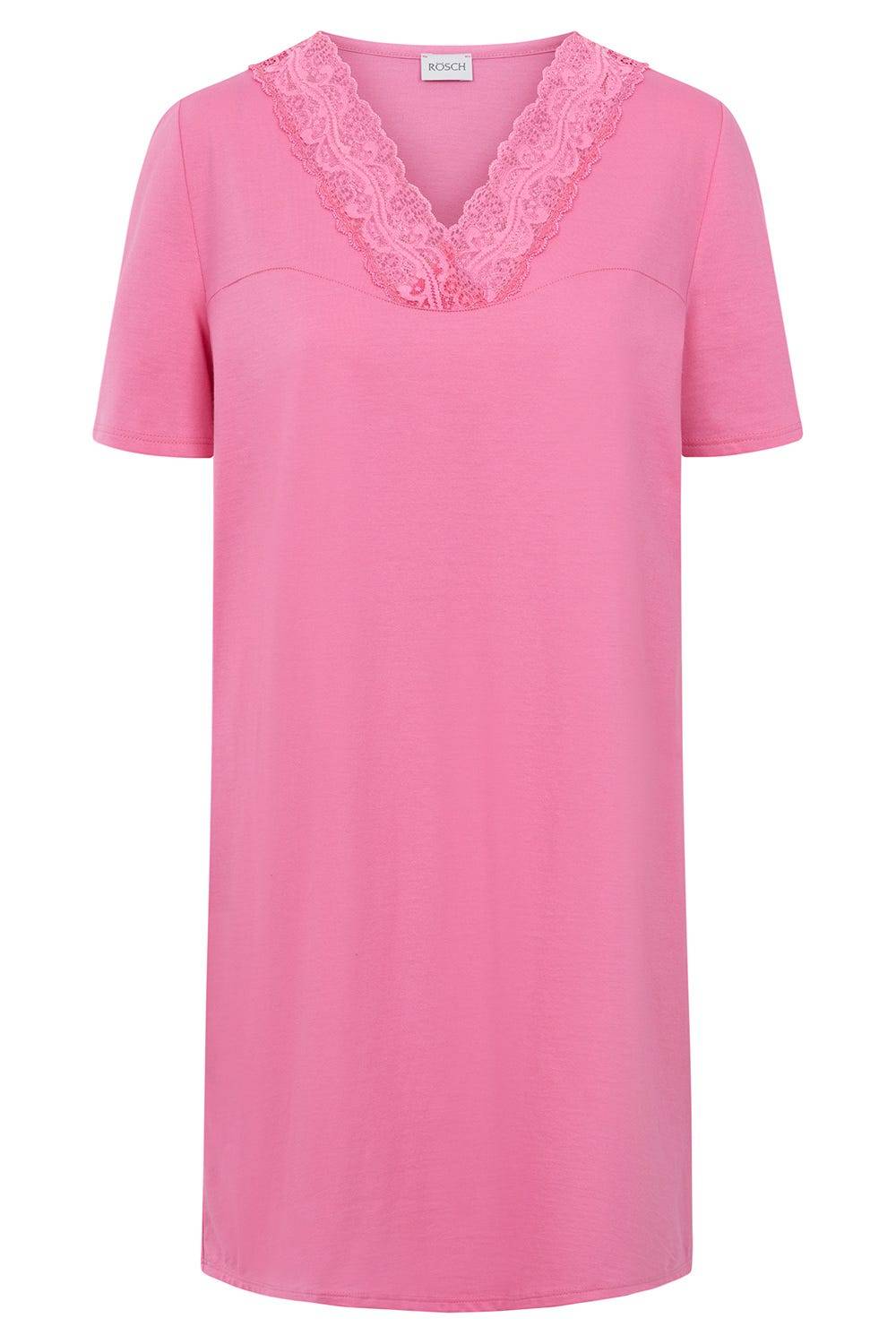 Rösch Nachthemd mit Spitzendetails Pink Baumwolle/Modal Fabrikladen